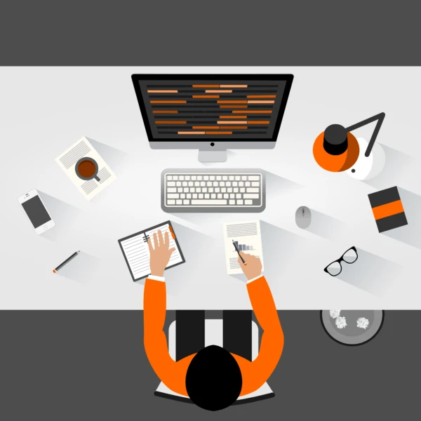 Stockvault workplace concept flat design of a clerk working at the desk178133