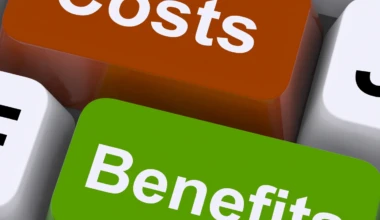 Stockvault costs benefits keys showing analysis and value of an investment226486